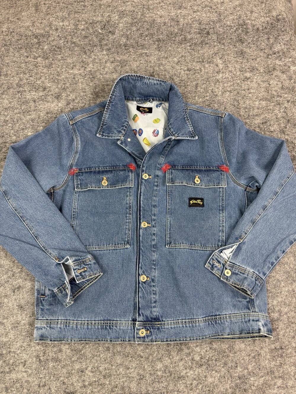 Stan Ray Denim Jacket Mens Extra Large XL Blue Jean Coat Pockets N47